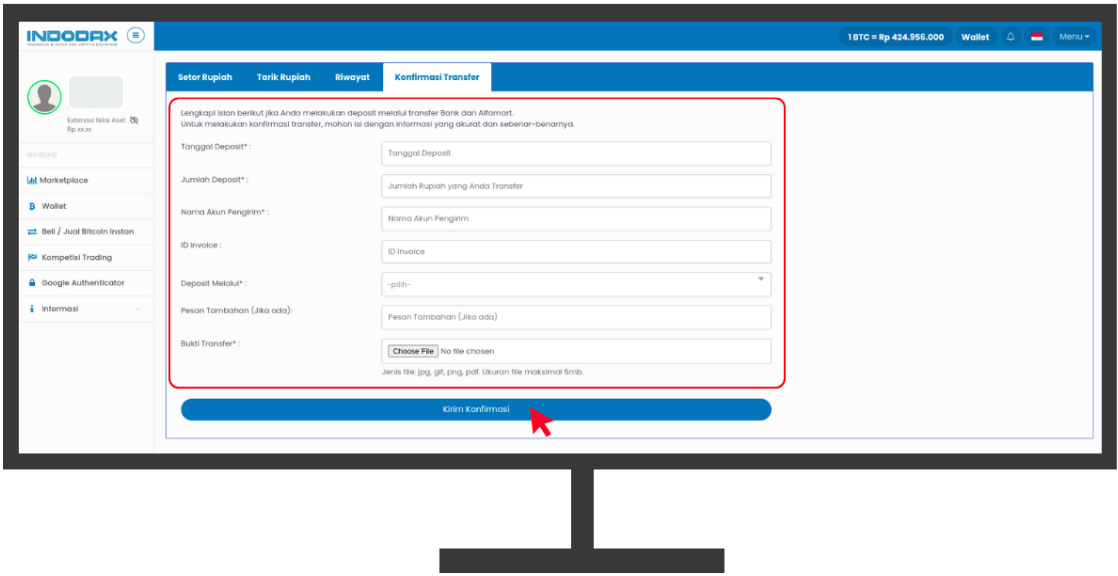 Panduan Cara Konfirmasi Deposit Rupiah Fitur Transfer Bank BCA – INDODAX
