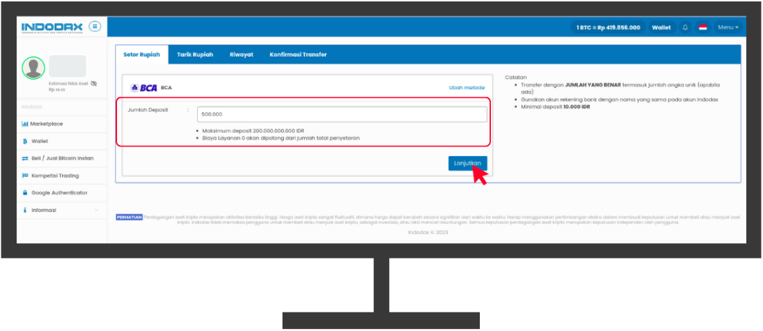 Panduan Cara Deposit Rupiah Dengan Metode Direct BCA – INDODAX