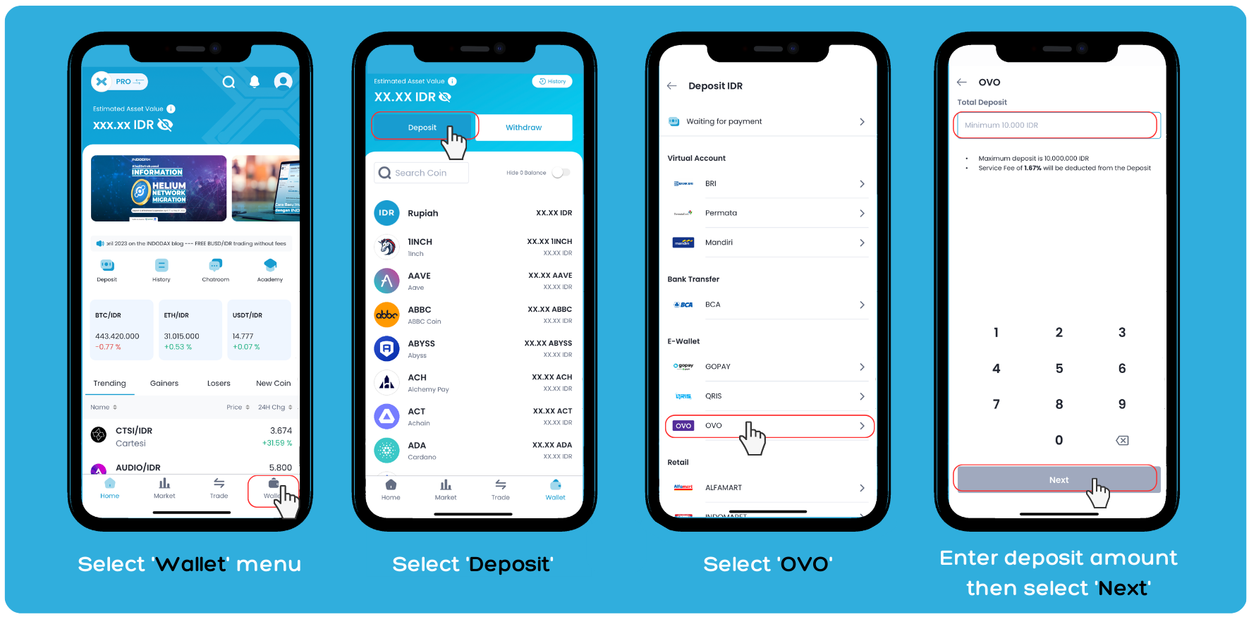 Select wallet. Select wallet
