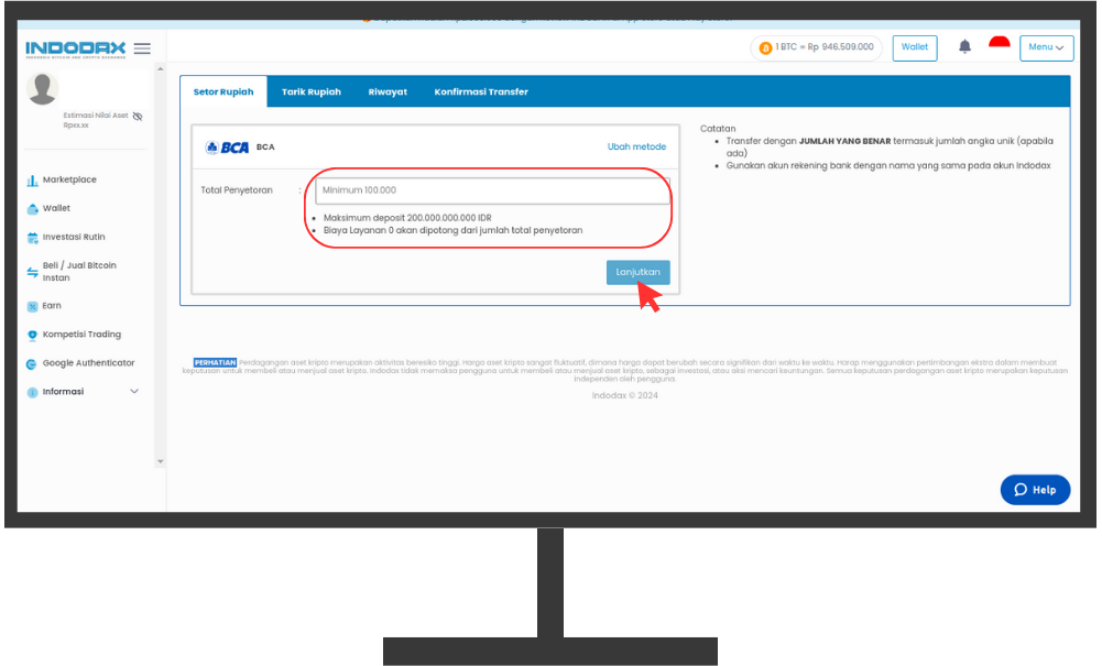 Panduan Cara Deposit Rupiah Dengan Metode Direct BCA – INDODAX
